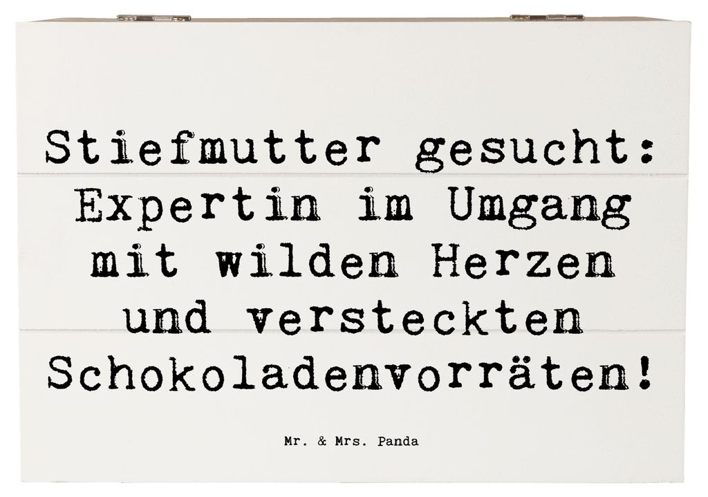 Mr. & Mrs. Panda Box Spruch Stiefmutter Expertin 22 x 15 cm - Weiß - Geschenk, fotobox, lustige Familienwitze, Muttertag, Weihnachten, handgemacht...