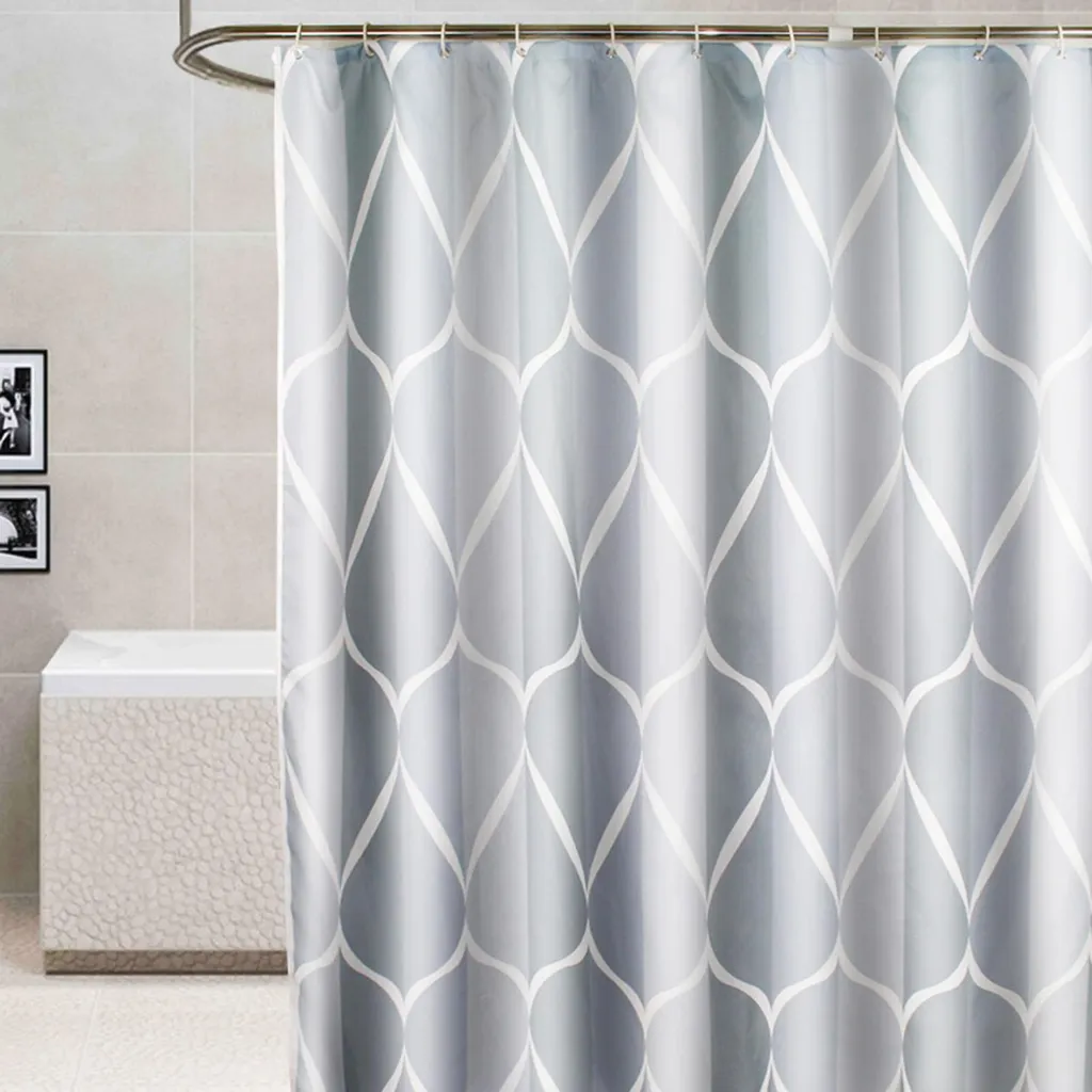 Rideau de bain en polyester imprimé gouttes d'eau pour douche moderne - 5
