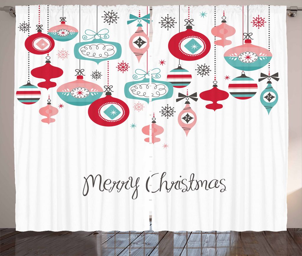 ABAKUHAUS Weihnachten Rustikaler Gardine, Noel Saison Element, Schlafzimmer Kräuselband Vorhang mit Schlaufen und Haken, 280 x 175 cm, Mehrfarbig
