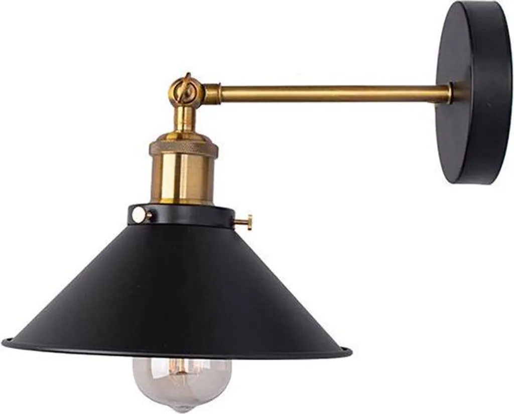Luminaire mural design rétro en métal noir mat avec douille E27 vintage