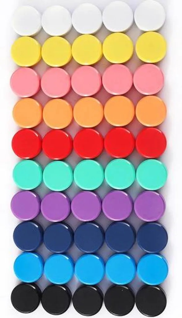 Lot de 50 mini aimants néodyme ronds 10 couleurs pour tableau blanc