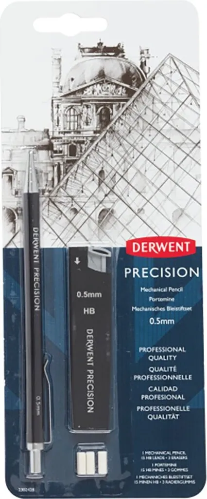 Derwent 2302428 Portamine di Precisione HB 0,5mm - Finitura Metallo Nero