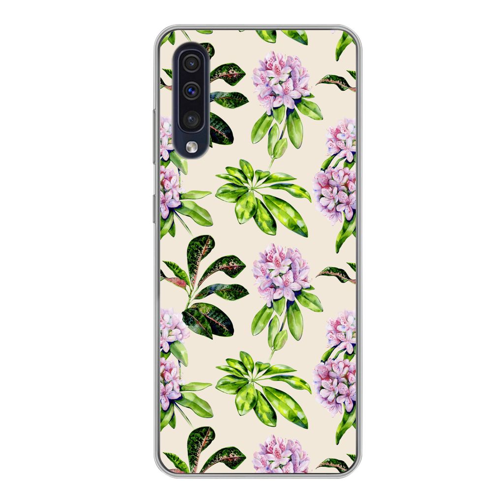 MuchoWow Handyhülle Schutzhülle Hülle für Samsung Galaxy A50 Hortensien - Pflanzen - Muster Silikon Softcase Handy Hülle - Mobiltelefonhülle
