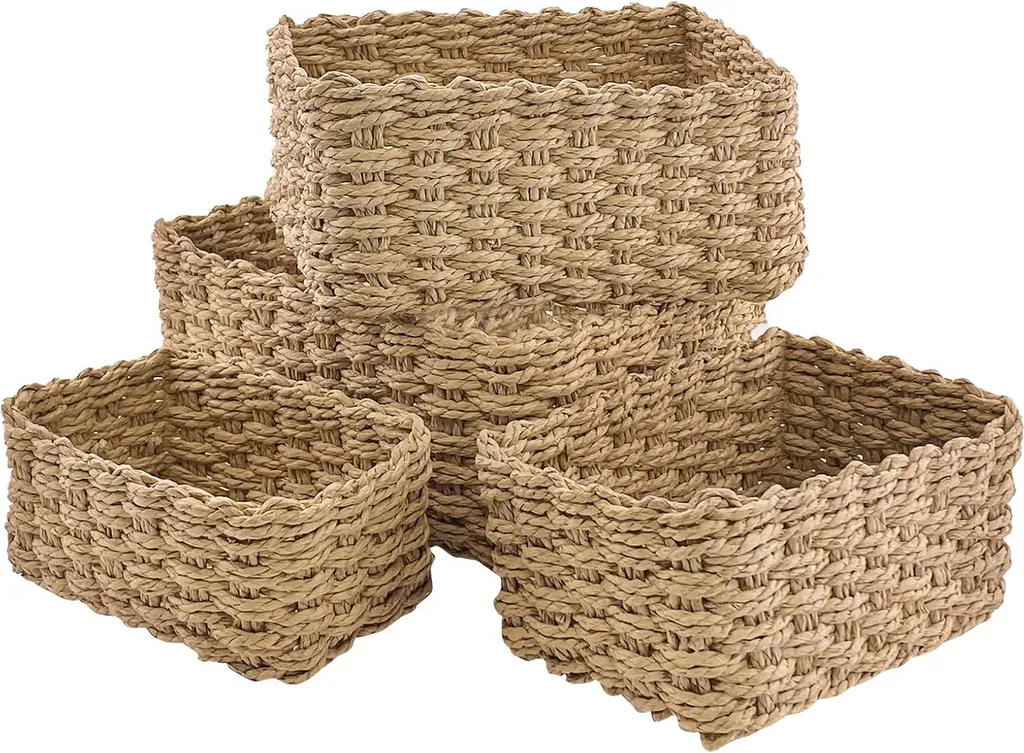 Boîtes de rangement tressées avec cadre rigide et doublure intérieure