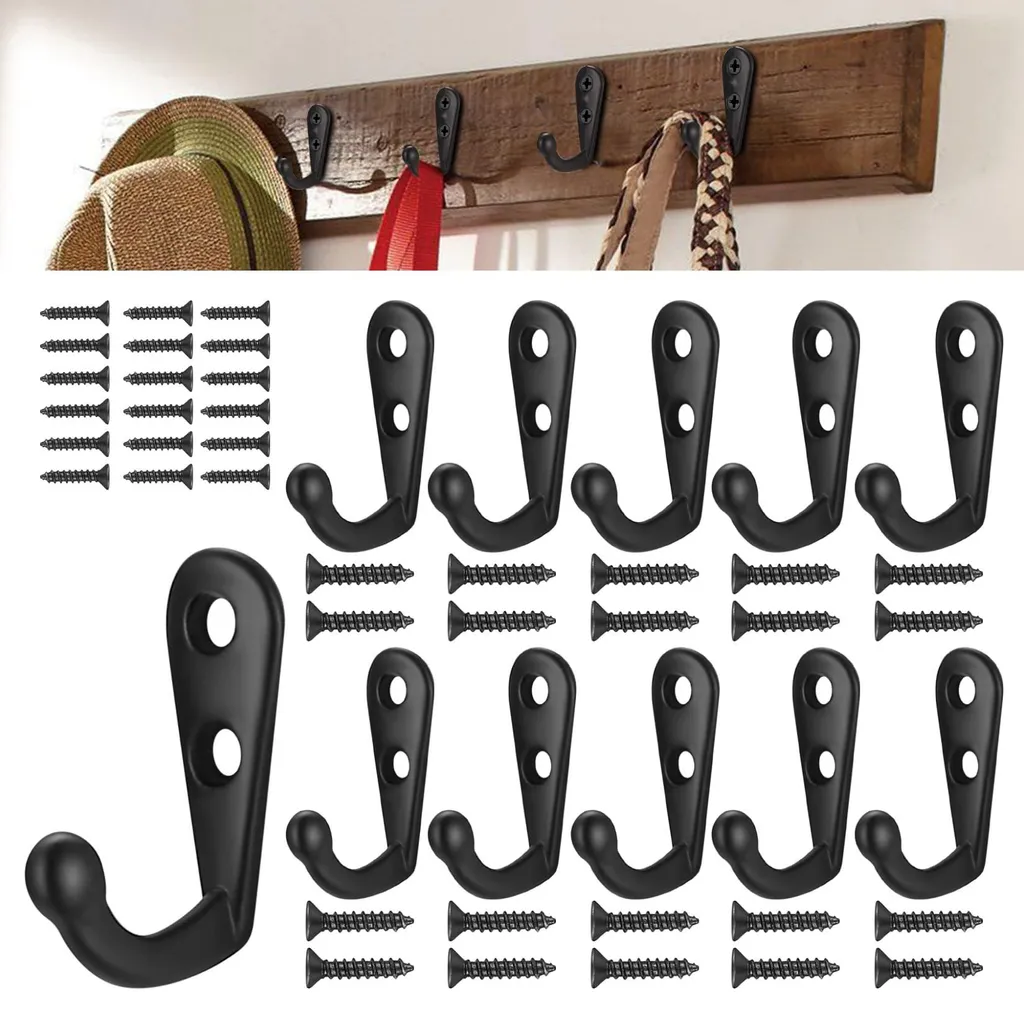 Mini Crochets Métalliques Noirs Style Industriel pour Rangement Mural