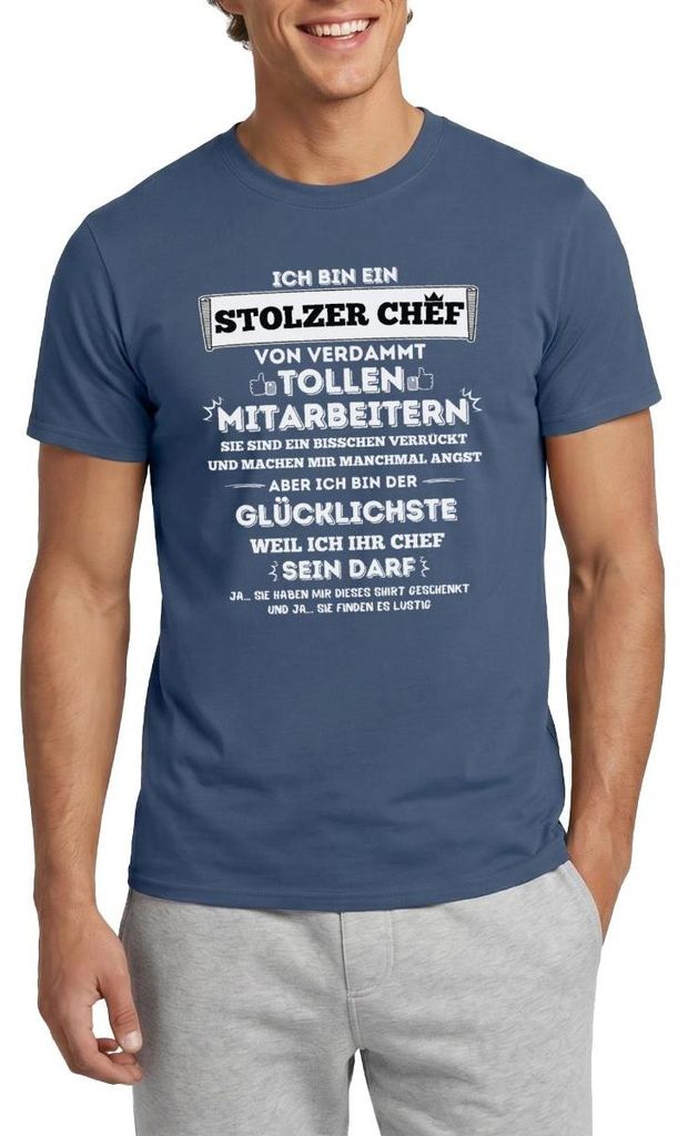 Spreadshirt Stolzer Chef Von Verdammt Tollen Mitarbeitern Geschenk Chef Männer T-Shirt, XL, Dunkles Denimblau