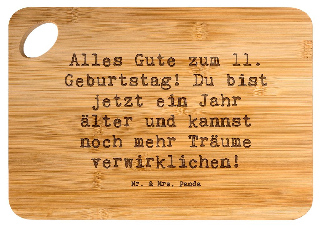 Mr. & Mrs. Panda Brett Spruch 11. Geburtstag - Transparent - Geschenk, Happy Birthday, holzschneidebrett, neues Lebensjahr, Frühstücksbrettchen, ...