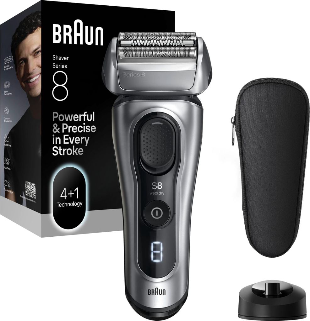 BRAUN Series 8 Elektrorasierer, SensoAdapt, Ladeständer, 8617s Herrenrasierer, Farbe:Braun
