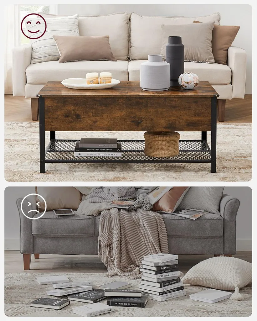 Table basse avec plateau rabattable pour optimiser les petits salons