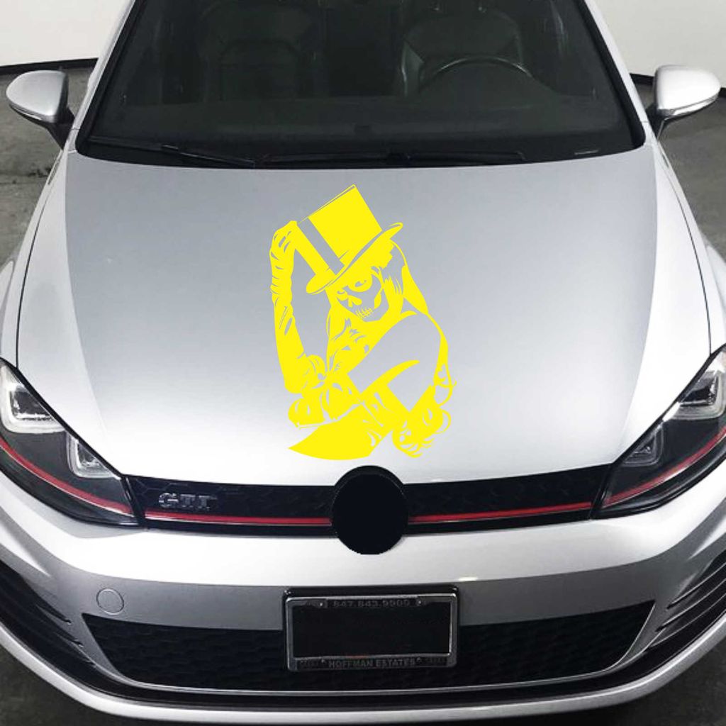 Aufkleber - Autoaufkleber "Skull Girl" Gothic 88cm x 60cm gelb - Tuning Carystyling Heckscheibe Auto