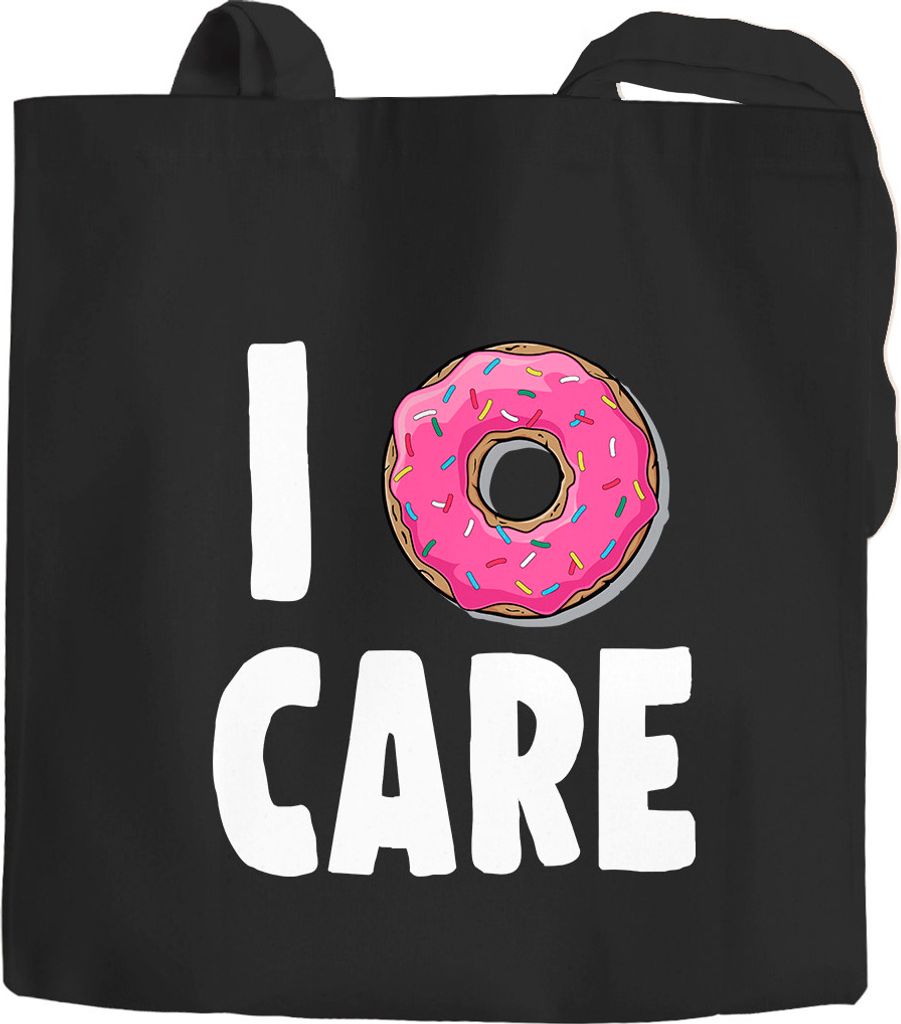 Jutebeutel I Donut care I do not care don ́t care Baumwolltasche Stoffbeutel Tragetasche Moonworks schwarz 2 lange Henkel