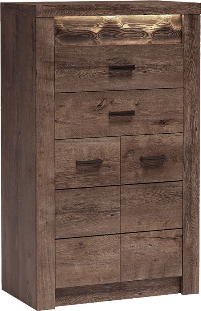 Kommode modern in Esche dunkel mit Beleuchtung INGENIO-161