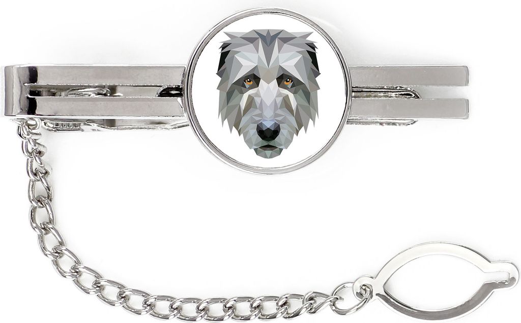 Irischer Wolfshund, Irish Wolfhound - geometrische Krawattennadel mit Bild und Schriftzug von Art-Dog