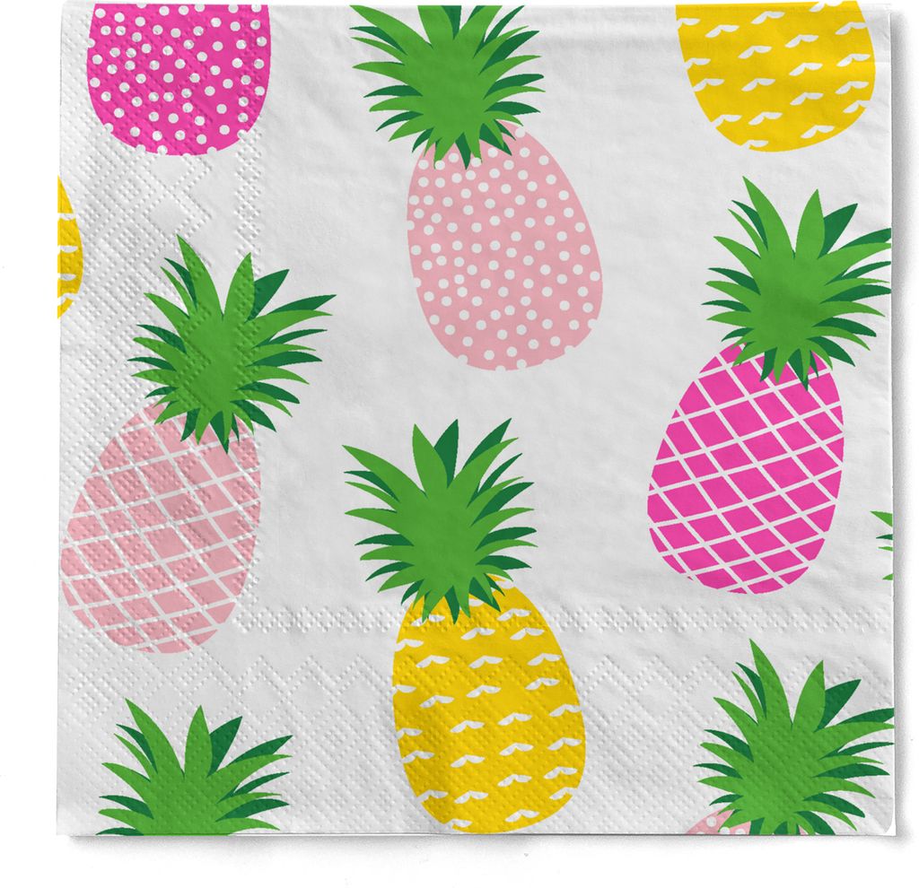 HAPPY PAPER Cocktail-Serviette "Ananas" aus Tissue 3-lagig, 25 x 25 cm, 20 Stück