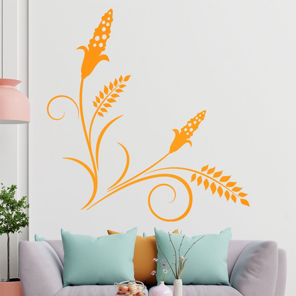 Blüten - Pflanze Wandtattoo in 6 Größen - Wandaufkleber Wall Sticker - Dekoration, Küche, Wohnzimmer, Schlafzimmer, Badezimmer