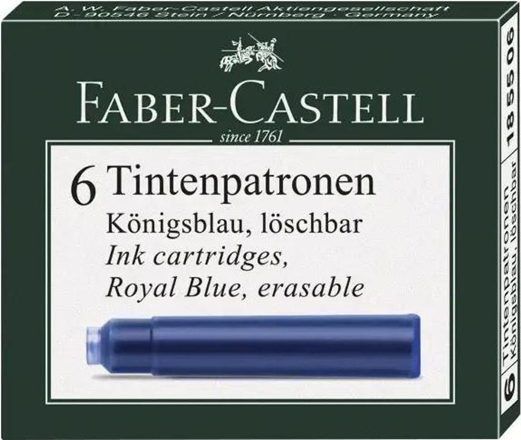 A box of Faber-Castell ink cartridges.