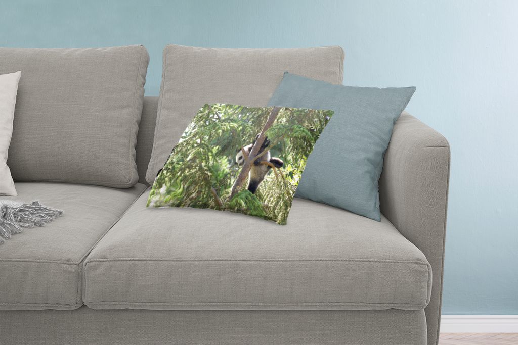 MuchoWow Zierkissen Sofakissen Wohnzimmer Dekokissen 60x40 cm Panda - Baum - Blätter - Kopfkissen - Polster mit Foto