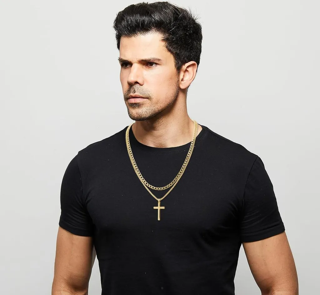Collana Croce Acciaio Inox Uomo Minimal | Ciondolo Argento Oro Nero 18/20 - 8