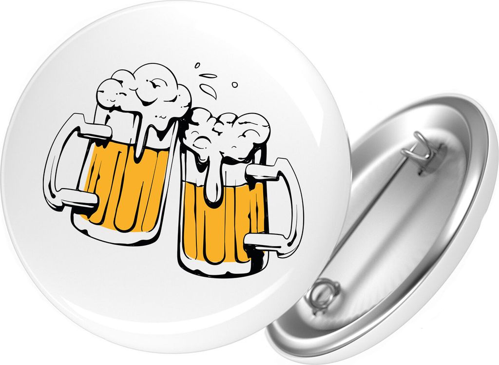 Huuraa Button Bierkrüge anstoßen Schützenfest 59mm rund mit Sicherheitsnadel Ansteckbutton Geschenkidee