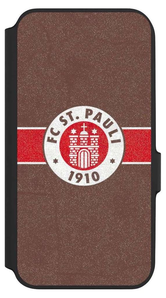 NIVOCASE Klapphülle für Samsung Galaxy A54 5G Handyhülle aus Kunst Leder NIVOflip schwarz FC St. Pauli Logo Offizielles Lizenzprodukt