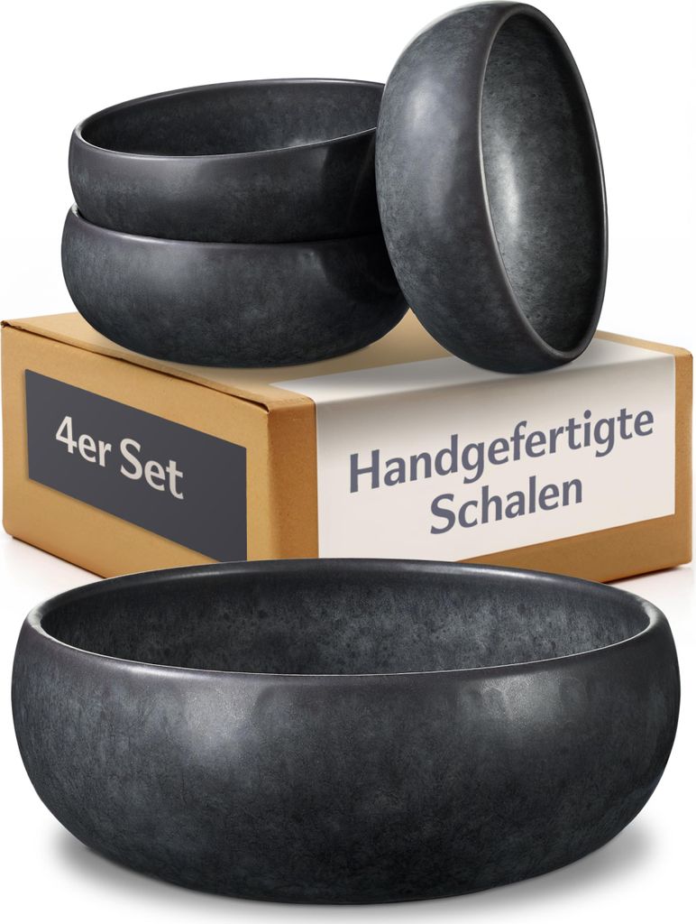 Cosumy 4 Tiefe Teller aus Steingut 750 ml – Handgefertigte Produktbild 