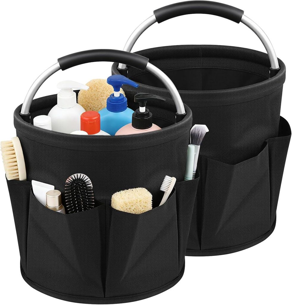 Putzmittel Organizer 2-teilig Zusammenklappbar - 17L Haushaltshelfer Mit 6 Taschen Aus 600D Oxford - Treppenkorb Stufenkorb Für Garten, Outdoor Un...