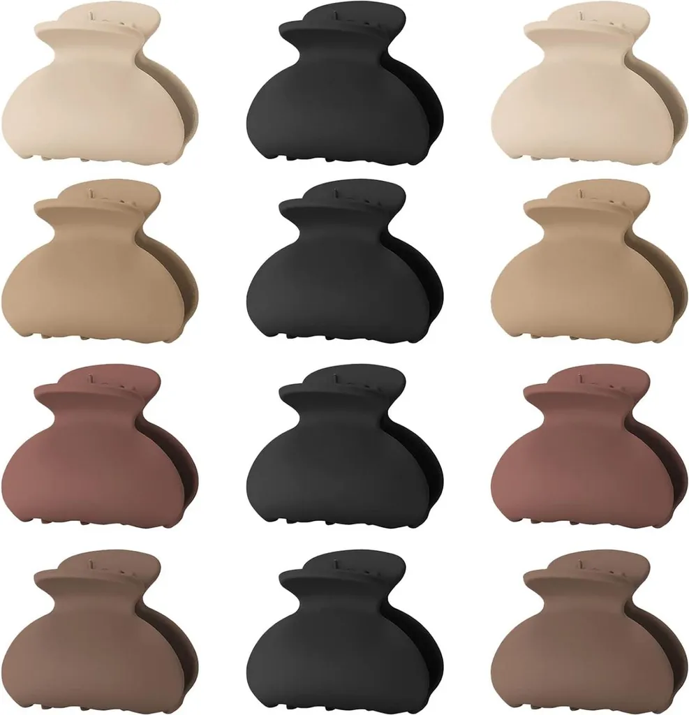Set de 12 mini pinces à cheveux 4cm marron pour femmes et filles