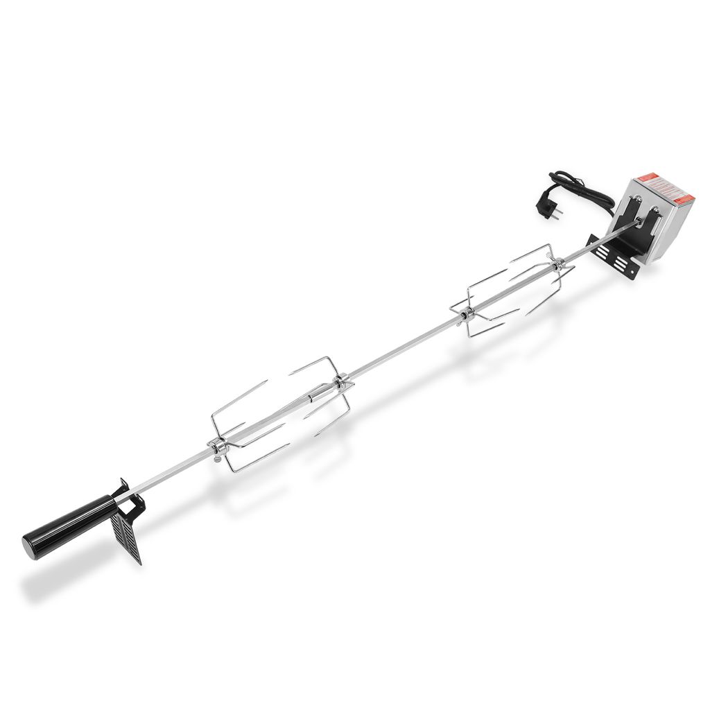 Yakimz Grillspieß Set mit Motor 117cm drehspieß,304 Edelstahl Grillspieß Rotisserie 220V - 240V inkl.4X Fleischnadeln Universal Grillspiess