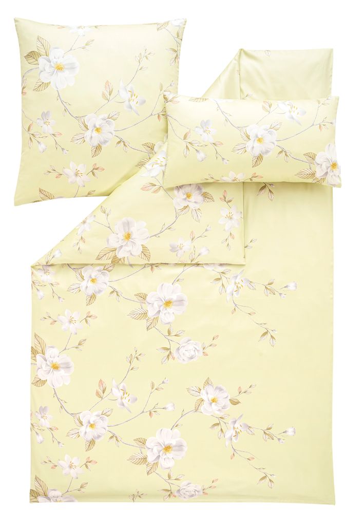 Estella Atelier Mako-Satin ANISA Bettwäsche-Garnitur Farbe citro Größe 155x220 + 80x80 + 40x80 cm