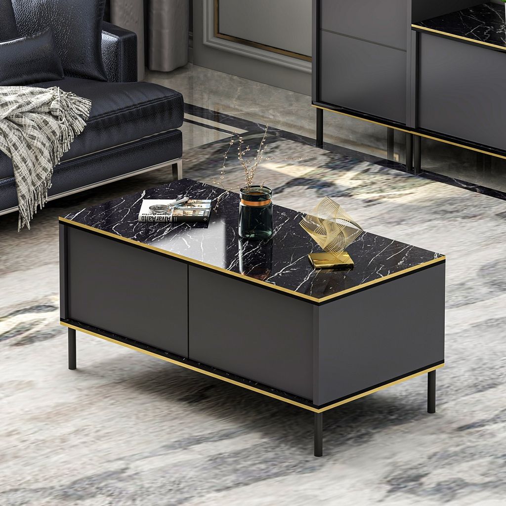 Skye Decor, Imaj - Anthracite, Couchtisch, Anthrazit, 100 % MELAMINBESCHICHTETE SPANPLATTEN, 90 x 45 x 40 cm