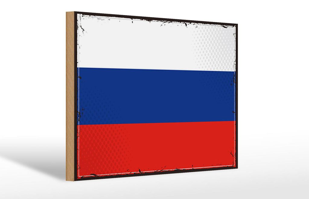 Holzschild Flagge Russlands 30x20cm Retro Flag of Russia