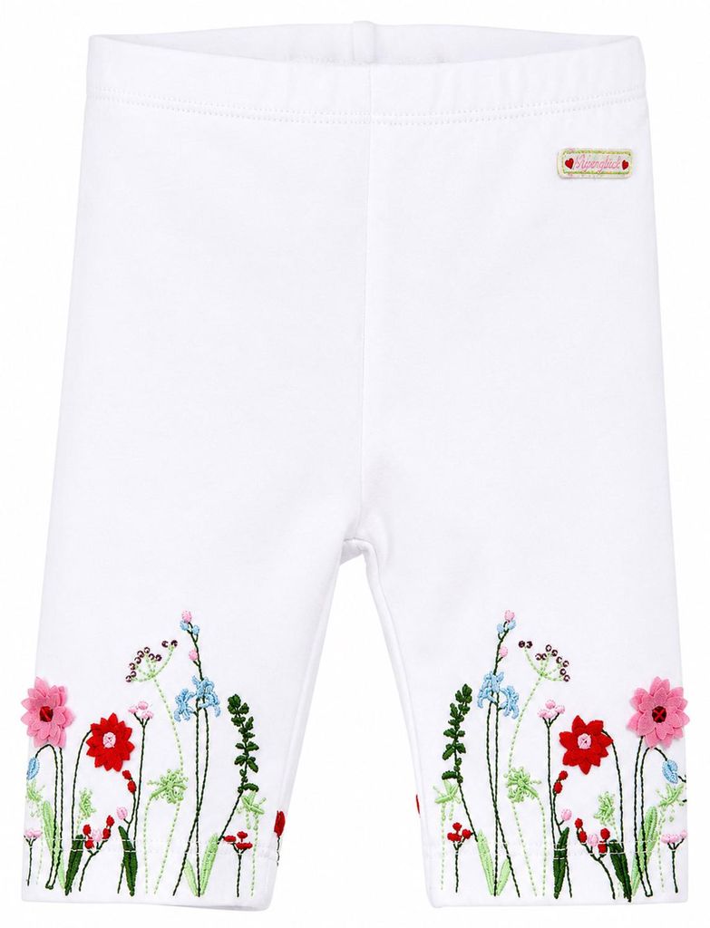 BONDI Capri Leggings "Blumenwiese" Stickerei 86627 | Weiß - Produktbild 