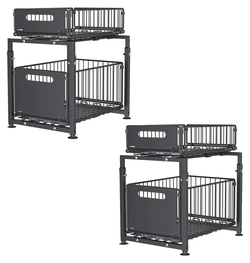 Rangement coulissant hauteur réglable double épaisseur lot de 2 pièces