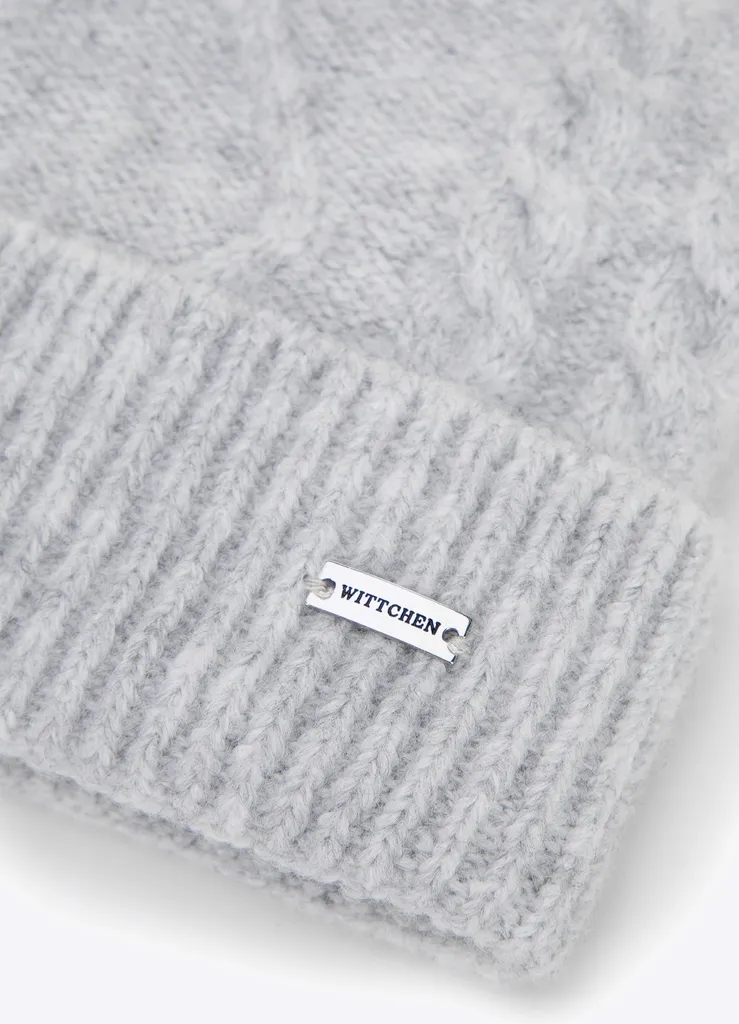 Cappello da donna Wittchen con pompon e fiocchi, poliestere grigio