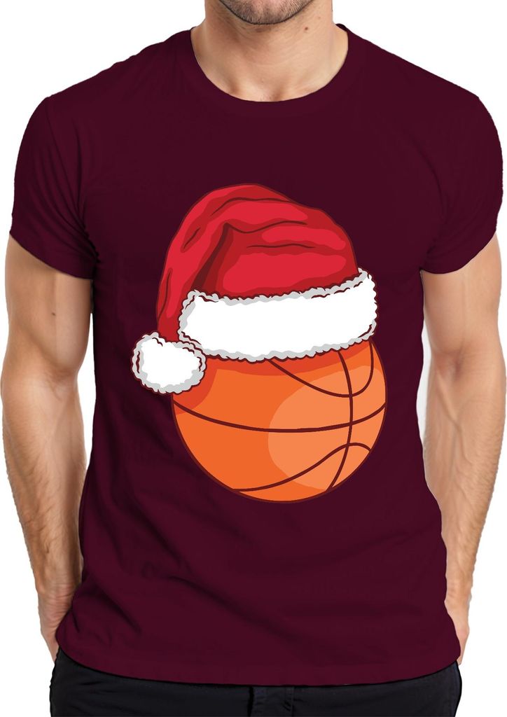 Basketball Weihnachtsmütze - Weihnachten Weihnachtsgeschenk Christmas Herren T-Shirt, Burgundy, XXL