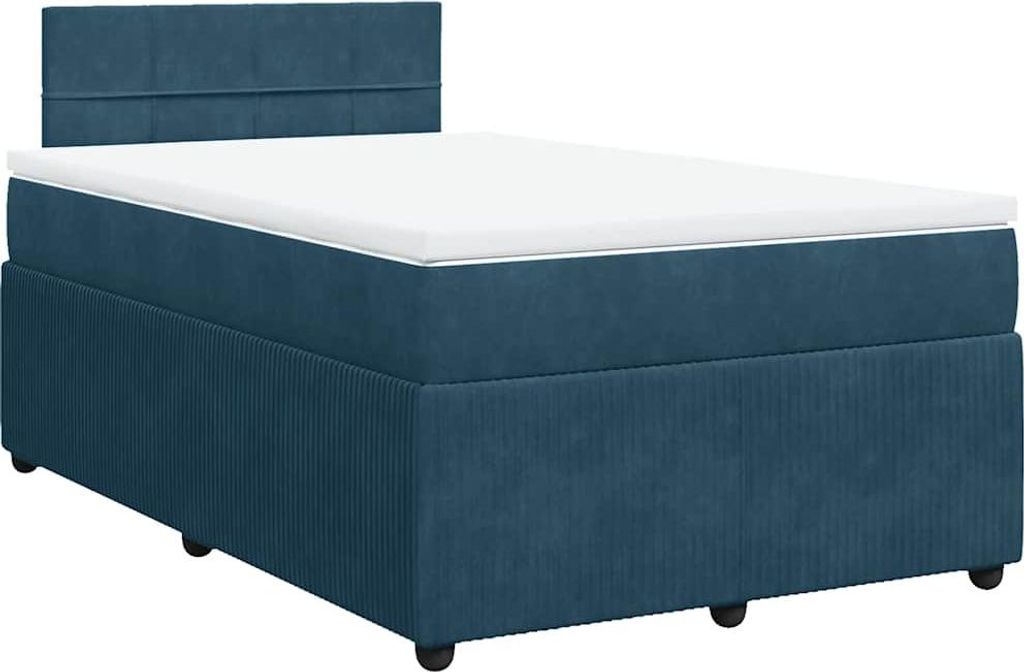 vidaXL Boxspringbett mit Matratze Blau 120x200 cm Samt