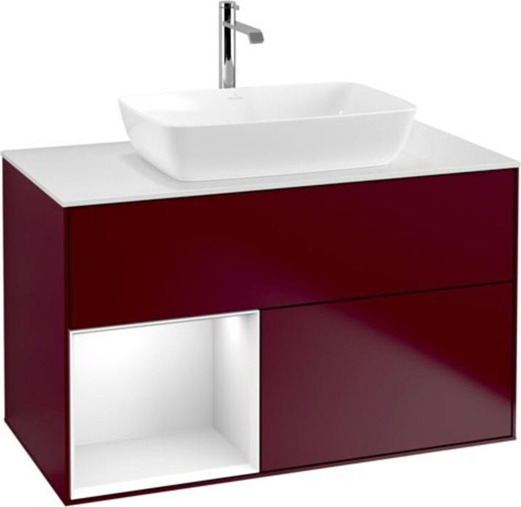 V&B Waschtischunterschrank Wandbeleuchtung Finion 100, Pl wh. m, Reg glo wh. Lac, Peo m