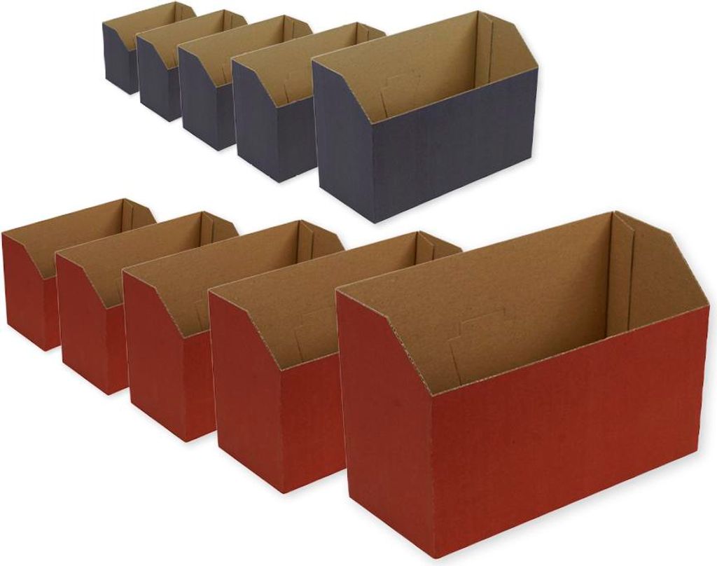 TimeTEX Set Natura-Karteikasten aus Pappe A5, farbig, nach vorn abfallend, planliegend, 5 Stück