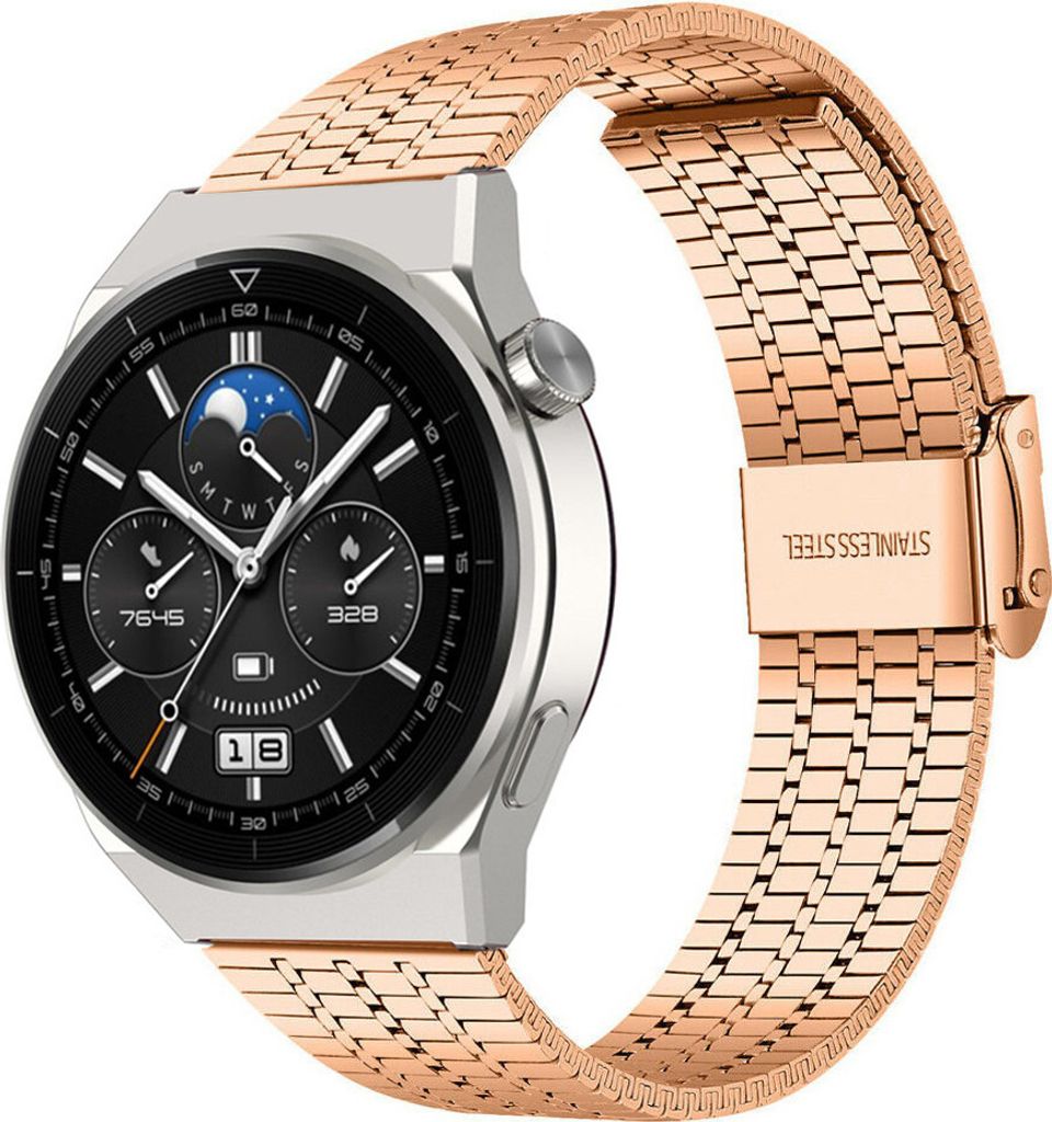 Strap-it Stahlarmband - Kompatibel mit Huawei Watch GT 3Armband 46mmHochwertiger EdelstahlHuawei watch strap Armband mit faltschließe für 22mmArm...
