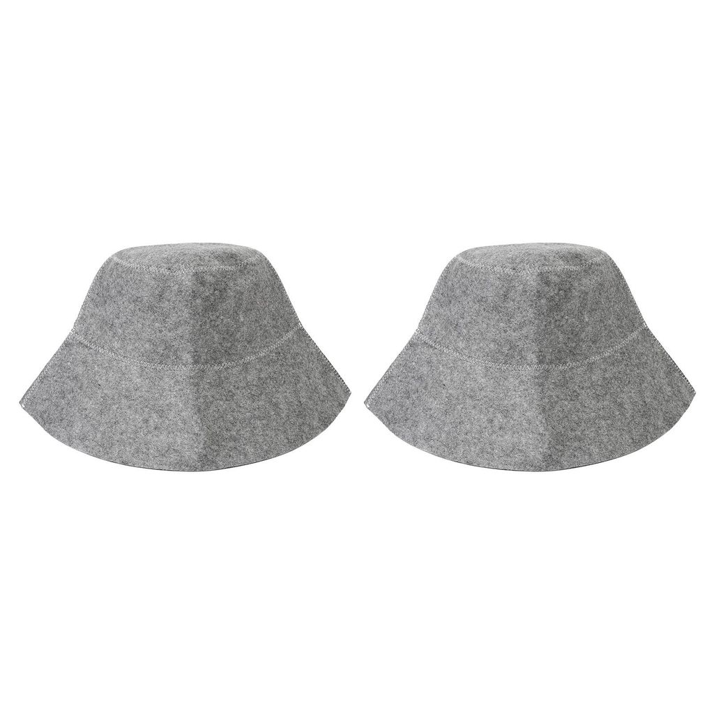 2er-Pack Sauna-Hauben – Verdicktes Filz, Wasserabsorbierend, Bequem & Atmungsaktiv, Duschhauben für Bad – Grau