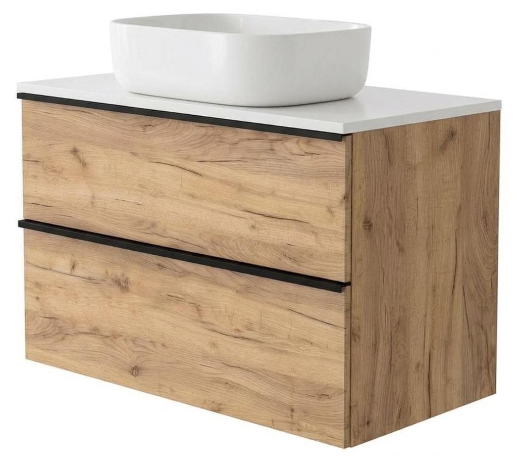 Meuble-lavabo avec caisson ONE, 2 tiroirs, chêne Craft Image du produit 