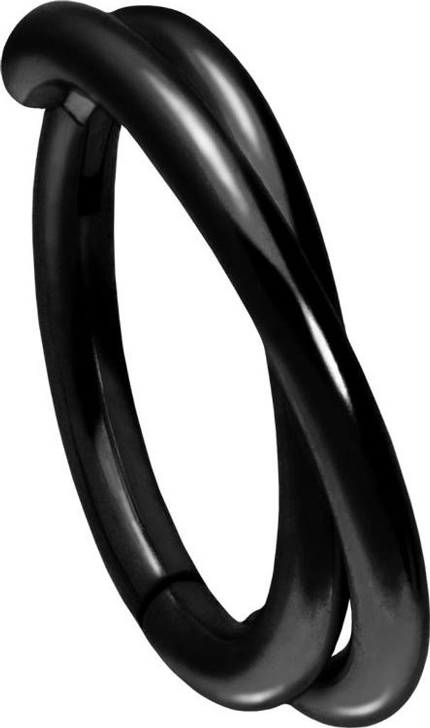 Ohrpiercing, Nasenpiercing, Septum Piercing Titan Segmentring Clicker 2 RINGE ÜBERKREUZT Schwarz Innendurchmesser: 12mm + Stabstärke: 1,2mm