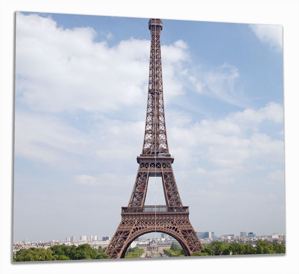 Wallario Herdabdeckplatte aus Glas, Größe 60 x 52 cm 2-teilig, Motiv Eiffelturm in Paris