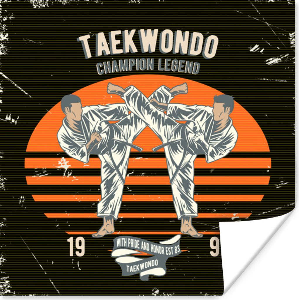 MuchoWow Poster Jahrgang - Sport - Taekwondo 50x50 cm - Wohnzimmerdekoration