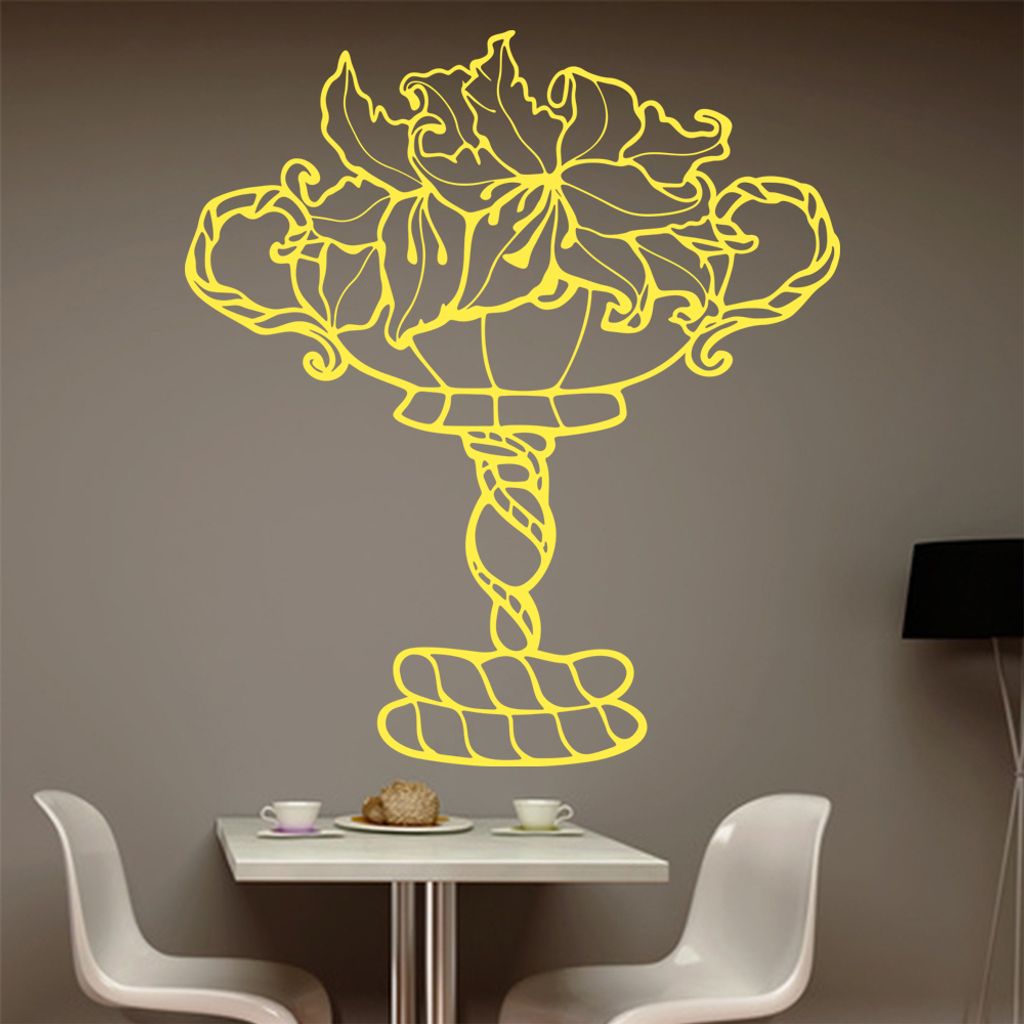 Pflanzen - Pokal - Dekoration Wandtattoo in 6 Größen - Wandaufkleber Wall Sticker - Dekoration, Küche, Wohnzimmer, Schlafzimmer, Badezimmer