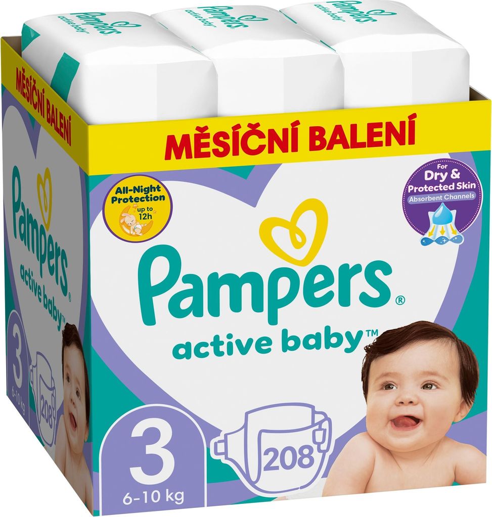 PAMPERS Active Baby Größe 3 Midi (208 Stück) - Monatspackung