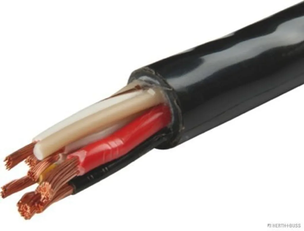 Câble polyuréthane 7 fils noir pour remorque et véhicule agricole 12V