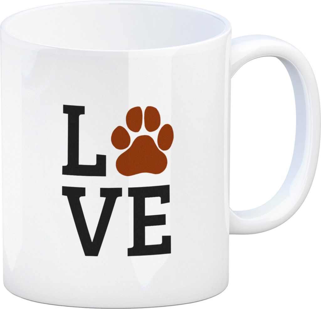 Love Kaffeebecher mit brauner Pfote Motiv Hund Hunde Familie Liebe Haustier Haus