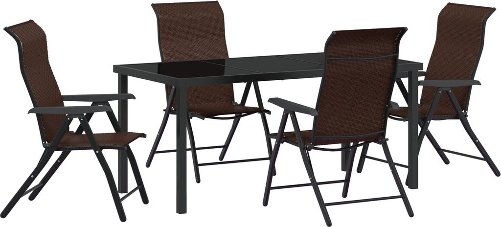 Möbel 5-teiliges Garten-Esszimmer-Set Braun Poly-Rattan - Gartenstühle 3379264