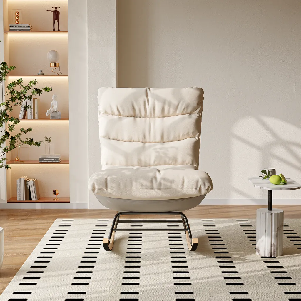 Poltrona a Dondolo per Studio e Ufficio: Lino e Design Bicolore - 7